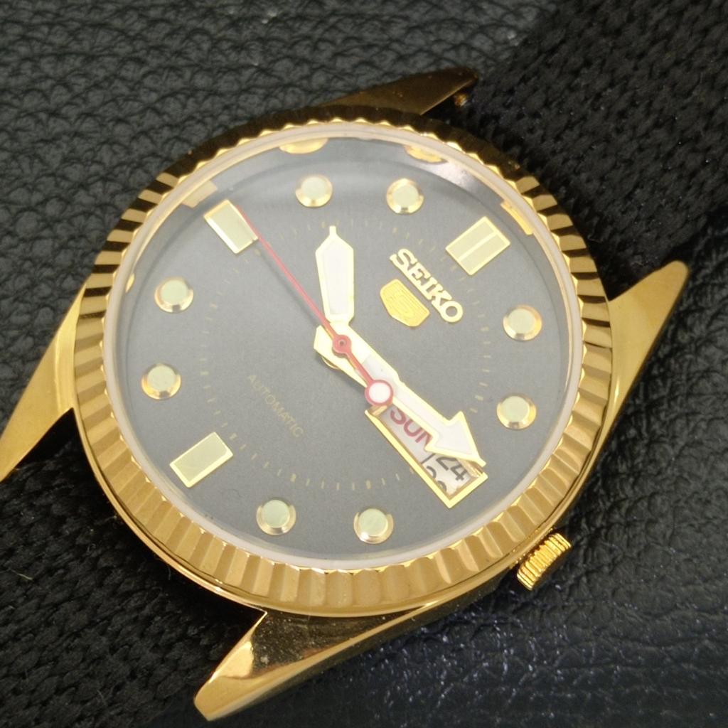 REFURBISHED VINTAGE SEIKO 5 AUTOMATIC JAPAN MENS BLACK DIAL WATCH a434407-2