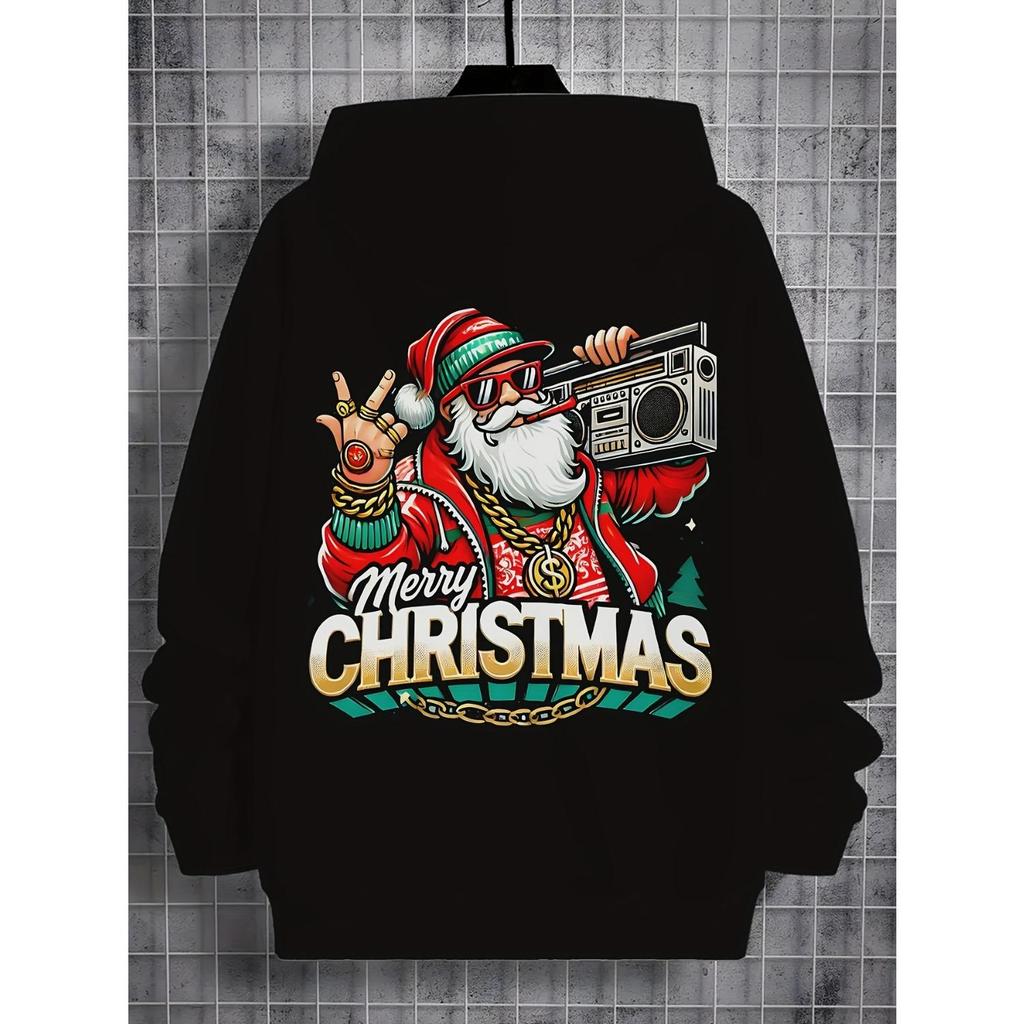 Рождественская милая толстовка с принтом Санты, спортивная одежда, модная, для вечеринок, с длинным рукавом, толстовка для девочки, удобная толстовка, детская одежда