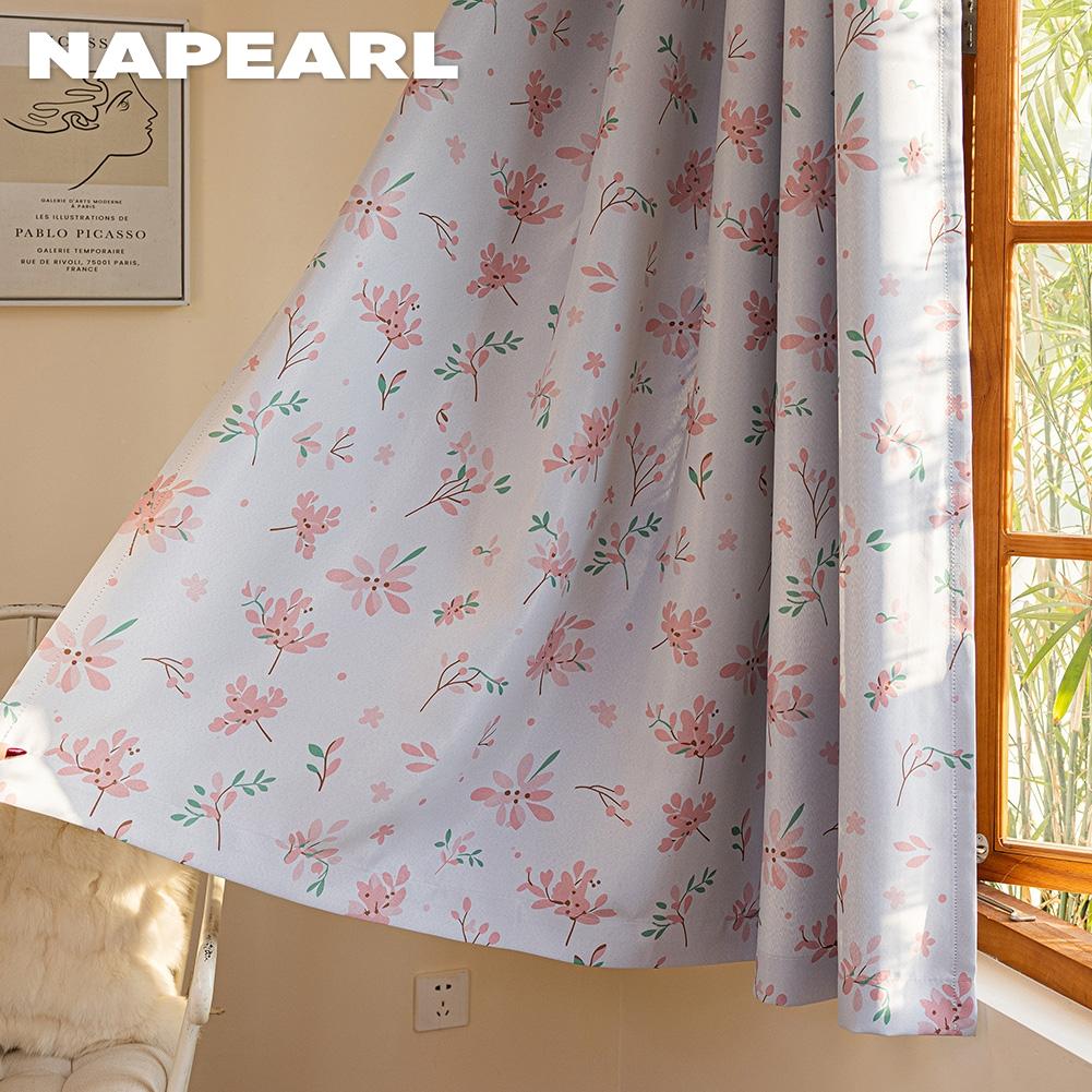 1PC NAPEARL 70-80% Cartoon Cherry Blossom Pattern Printed Curtains for Bedroom Living Room Home Decor