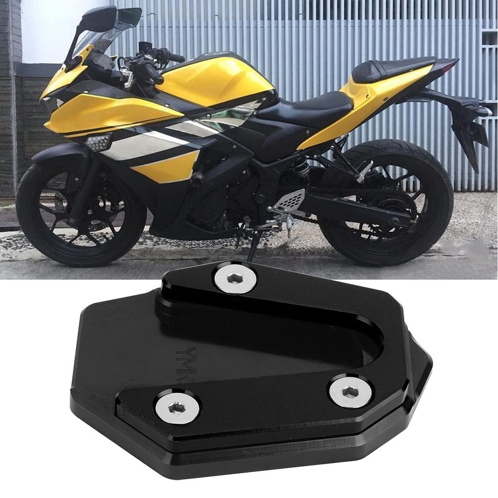 Side Stand Pad, Motorcycle Kickstand Pad, Extension Pad Support Plate Fits YMH YZF R25/YZF R3/MT‑25/MT‑03 14-19 (Black)