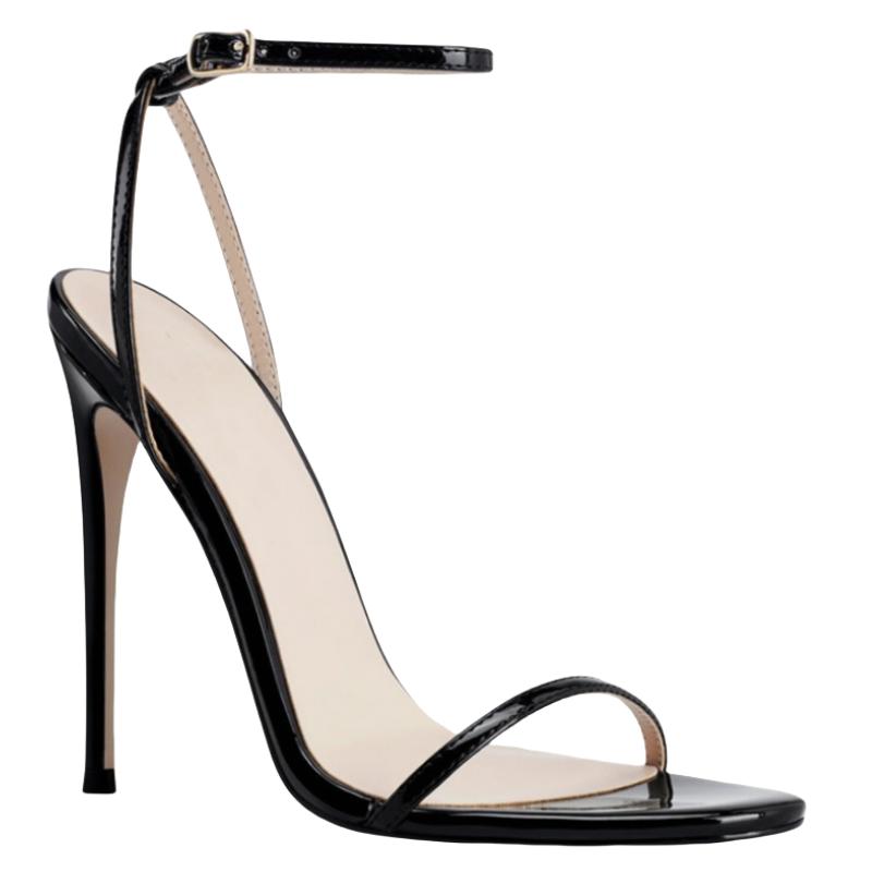 Сексуальные женские сандалии Летняя обувь 2025 Ремешок на щиколотке Шпилька Высокий каблук Зеленый Телесный Черный Свадебные Туфли для танцев Большой размер 45