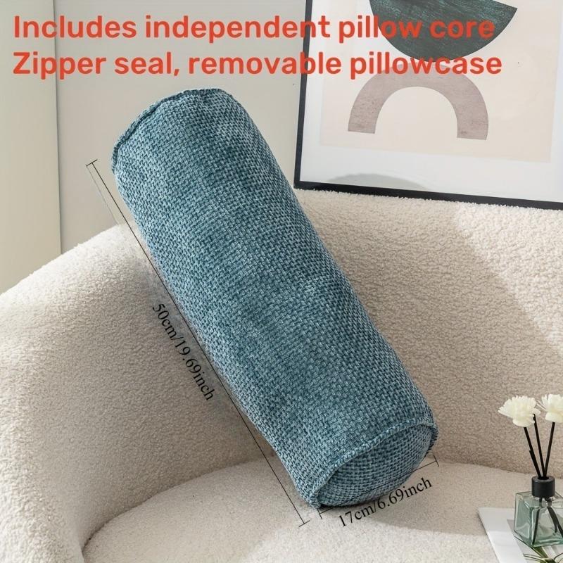 1pcs/set Chenille Cylinder Throw Pillow Japanese Minimalist Sofa Back Support for Neck Round Decorative Cushion for Home Office