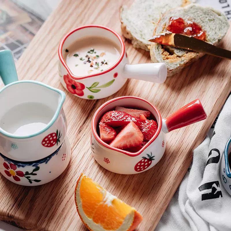 Мини керамическая чашка для молока, кувшин для сливок, многофункциональная тарелка для приправ, маленький кофейник, уксус, соус с ручкой