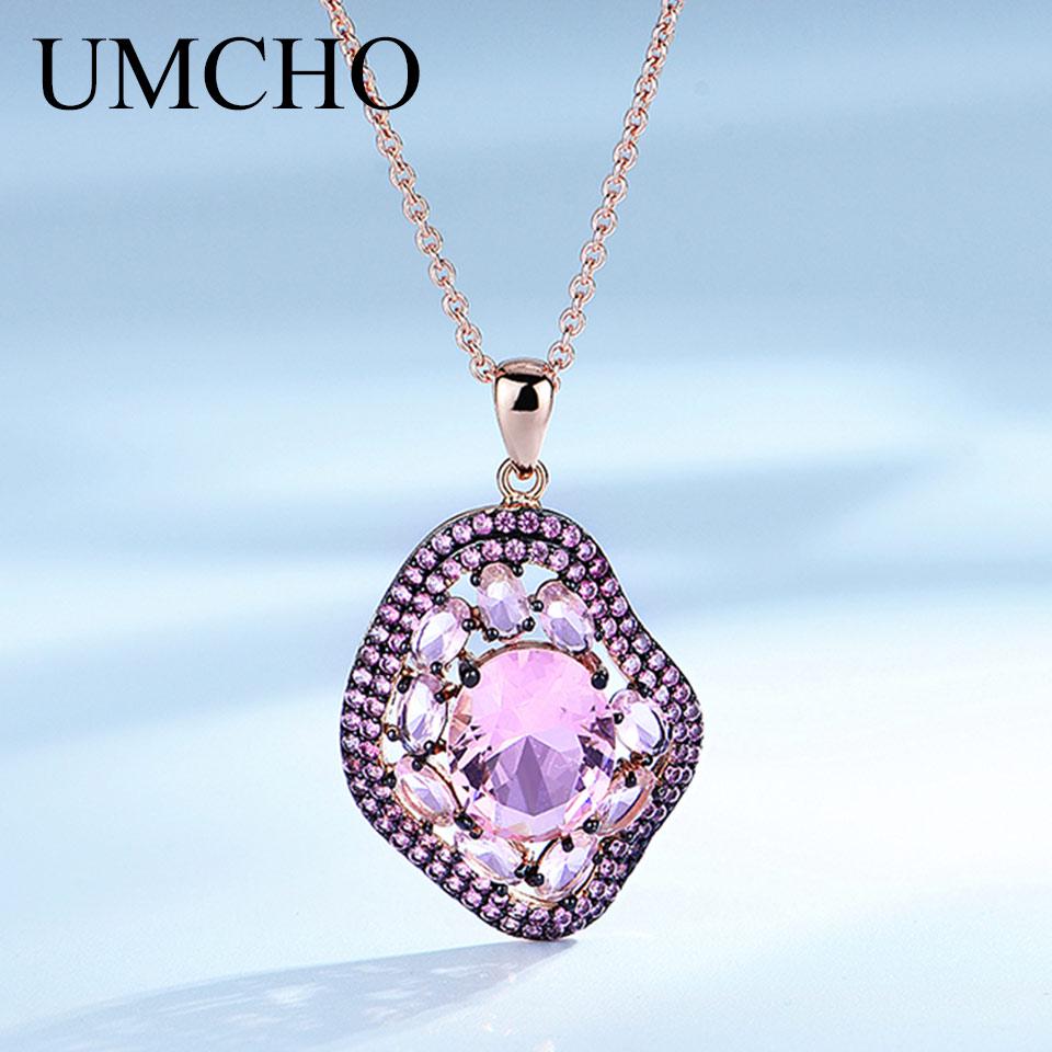 Umcho Oval Nano Pink Moganite Jewelry Sets Gemstone Pendant Necklace Rings Drop Earrings 925 Sterling Silver For Women Best Gift