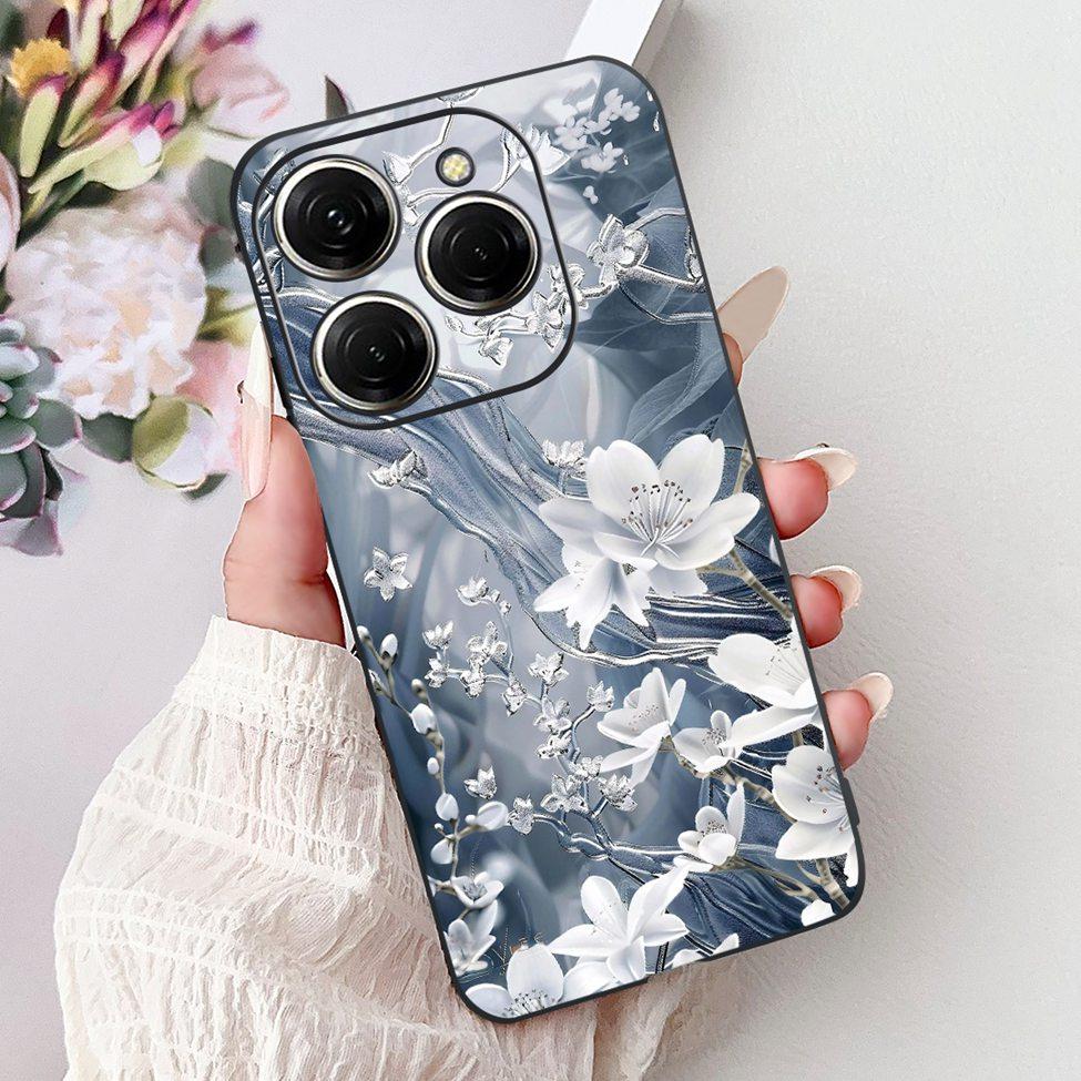 Для Tecno Spark 20 Pro KJ6 Задняя крышка Для Tecno Spark 20 Pro Чехол Черный Силикон Модный Роскошный Милый Мультяшный Ударопрочный Бампер