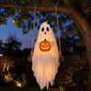 Halloween Party Supplies Lighted Ghost Swing with Glowing Pumpkin, Hanging Spooky Decor Realistic Scary Home Accents for Porch Yard, LED Floating