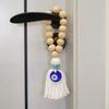 Handmade Wooden Bead Pendant 22cm Rearview Mirror Pendant Retro Tassel Pendant