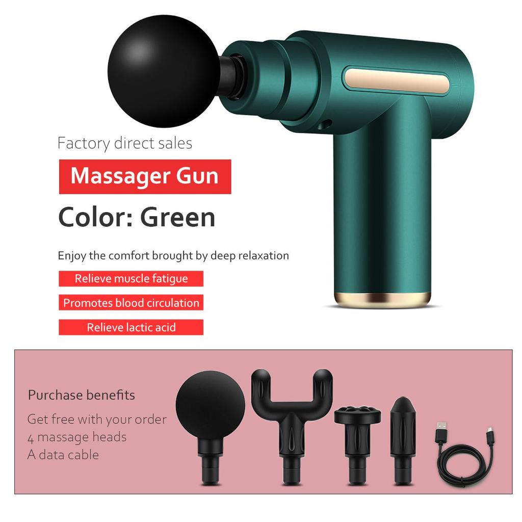1 шт., пистолет для массажа мышц, перкуссионный массажер для глубоких тканей, спортсменов, облегчение боли и расслабление, электрические массажеры для спины, мощный, тихий