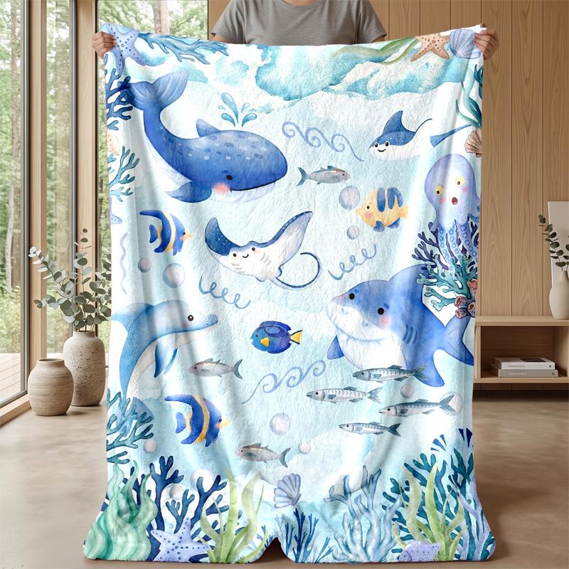 Ocean Life Adventure 51 Theme blanket Lightweight Warm Flannel Blanket Decorative Throw Blanket for Home Decoration