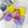 New Diamond Plated Large Sunglasses Women Retro Square Colorful Ocean Sunglasses Personalized Outdoor Uv400 Sunscreen Eyewear