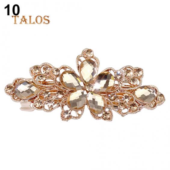 Women Fashion Flower Leaf Crystal Crystal Stone Hair Barrette Clip Hairpin Jewelry Hairs Trinket