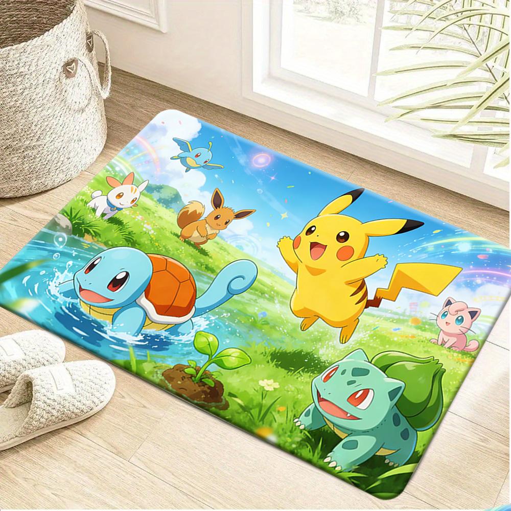 Pokemon Ash & Friends Ocean Adventure Print Doormat Non-Slip Absorbent Floor Mat for Indoor Entrance Home Decor
