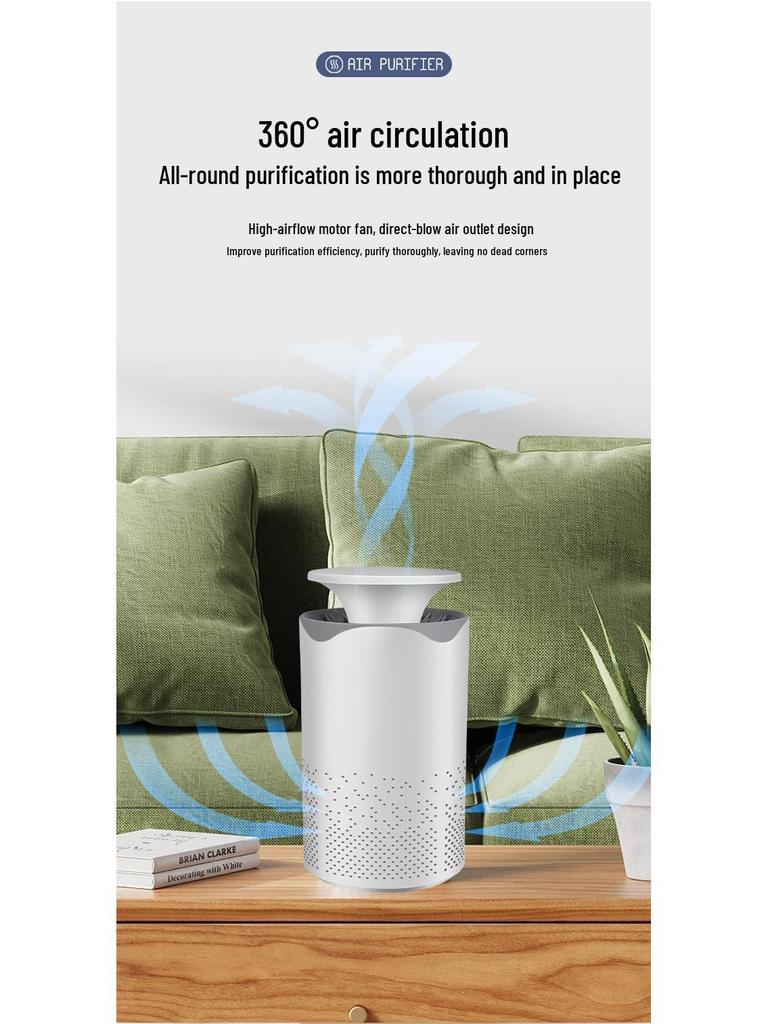 Dual-Function Desktop Air Purifier with UV Sterilization and Night Light