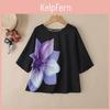 Zanzea Women Neck Round Casual Loose Floral Short Sleeve Blouse