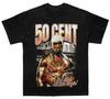 Унисекс Черная Хлопковая Футболка 50 Cent Винтажный Уличный Стиль Ретро Хип-Хоп