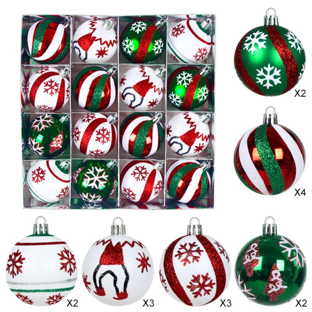 16PCS Plastic Christmas Ball Set 6cm Suspensable Decorative Christmas Tree Balls Multicolor Xmas Ornament Ball Storefront