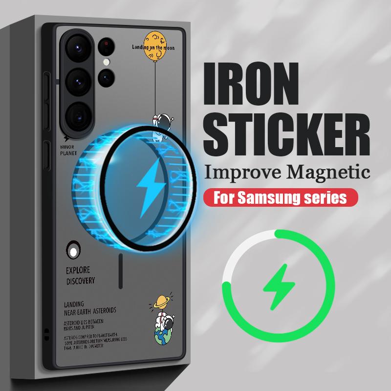 Прозрачный матовый беспроводной магнитный чехол для Samsung S25 Ultra S24 FE S23 Plus S22 S21 противоударный мягкий чехол для телефона