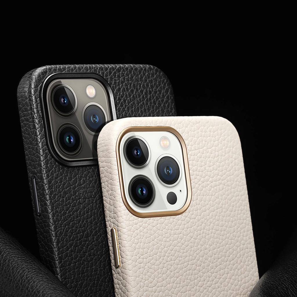 Dux Ducis Roma Leather Case For Iphone 13 Pro Max Elegant Cover Made Of Natural Leather White