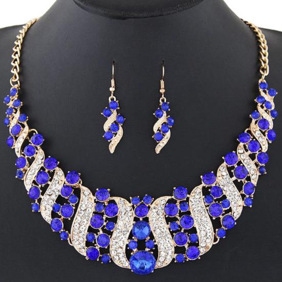 Цепочка с инкрустацией горным хрусталем, ожерелье, серьги-крючки, комплект ювелирных изделий для свадебной вечеринки