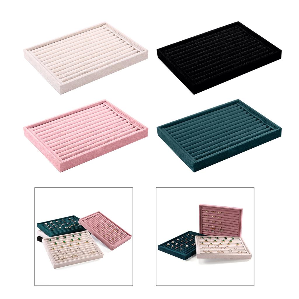 Stackable Velvets Jewelry Organizer Tray for Drawer Storage Rings Display Stand Earrings Bracelets Necklaces Holder