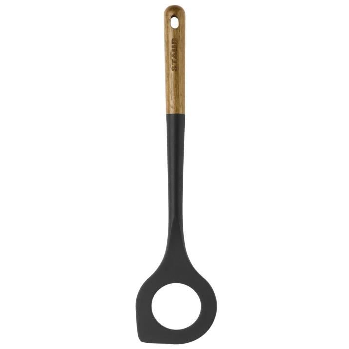 Ложка для ризотто - STAUB - 31 см - Черный силикон - Дерево акации - Новая линейка кухонной утвари