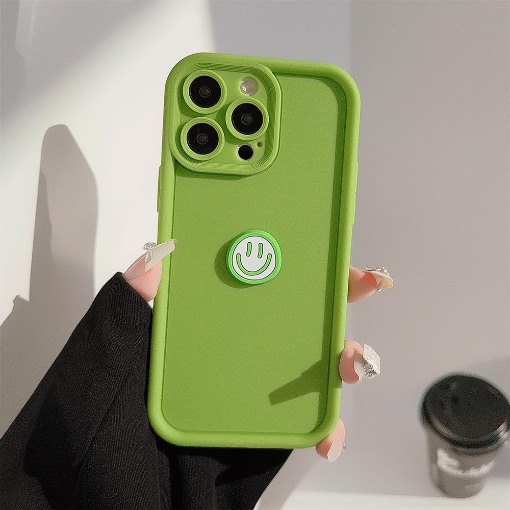 3D small smiley face 17 phone case suitable for iPhone 15, 11, 14 Pro Max, niche 12, full coverage 16, Huawei