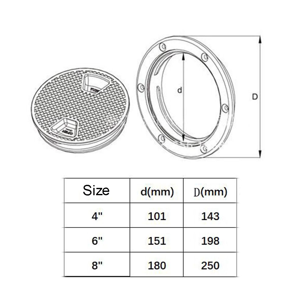 Round Deck Plate 4 6 8 inch Hatch Cover Deck Inspection Access Boat Yacht Marine Accessories