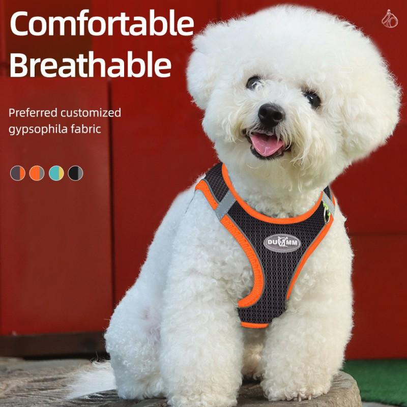 Breathable Mesh Dog Harness With Reflective Stripes Small Dogs Adjustable Chest Vest Leash Attachment