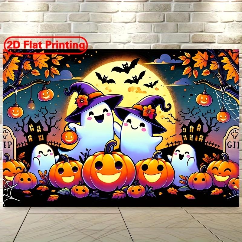 2D planar banner - 1 large Halloween decoration banner: Happy Halloween, Ghost Plane 2D. Plane 2D banner