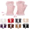 Fashion Winter Half Finger Fingerless Gloves Wrist Mitten Rabbit Fur Winter Glove