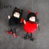 Soft Plush Halloween Doll Hanging Witch with Lanyard, Cute Furry Pom Three-dimensional Ball Ornament for Doors Windows Trees Party Decor