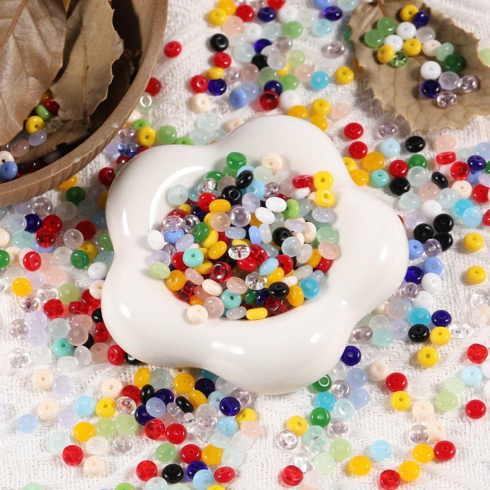 105Pcs Mixed Color DIY Jewelry Beads Multi-clolor Crystal Beads Flat Round Beads Mobile Phone Chain