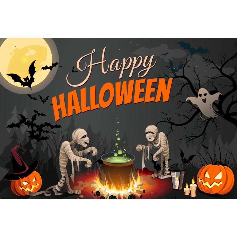 Счастливого Хэллоуина вечеринка украшение подвесная ткань ужас луна тыква ведьма летучая мышь замок фотостудия фон ткань