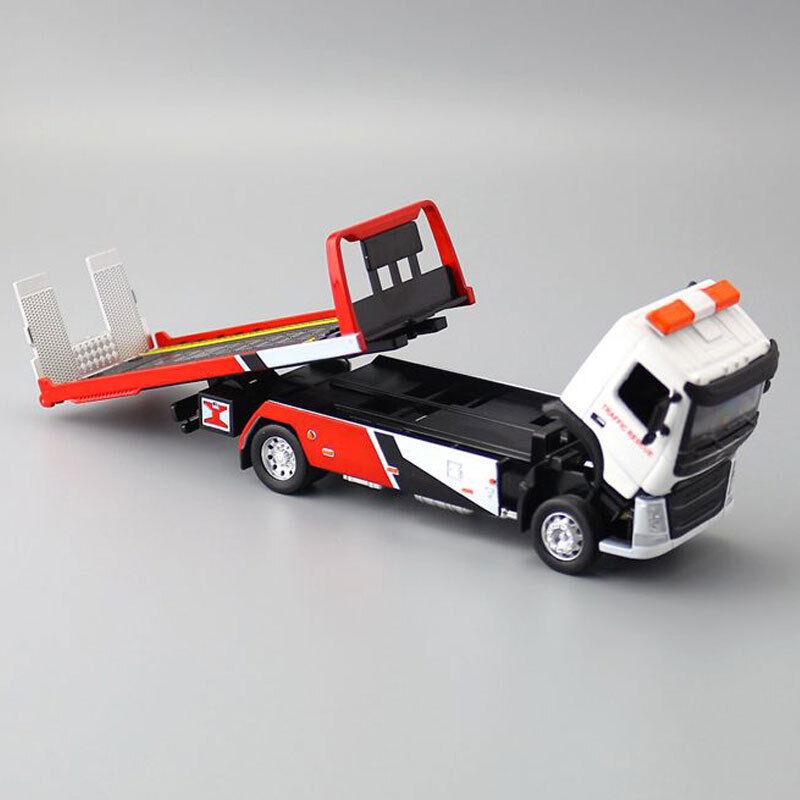 Масштаб 1/50 VOLVO VAN Type, модель прицепа из сплава, имитация металлического автомобиля-транспортера, эвакуатора, грузовик с откатным звуком и светом, игрушечный грузовик