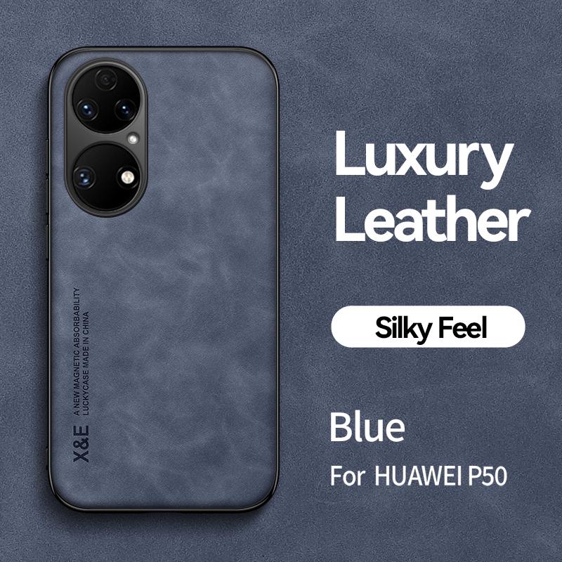 Чехол для Huawei P50 Pro, роскошный кожаный чехол из ТПУ с мягкой рамкой для телефона Huawei P 50 P50Pro, автомобильный магнитный держатель, защитная задняя крышка