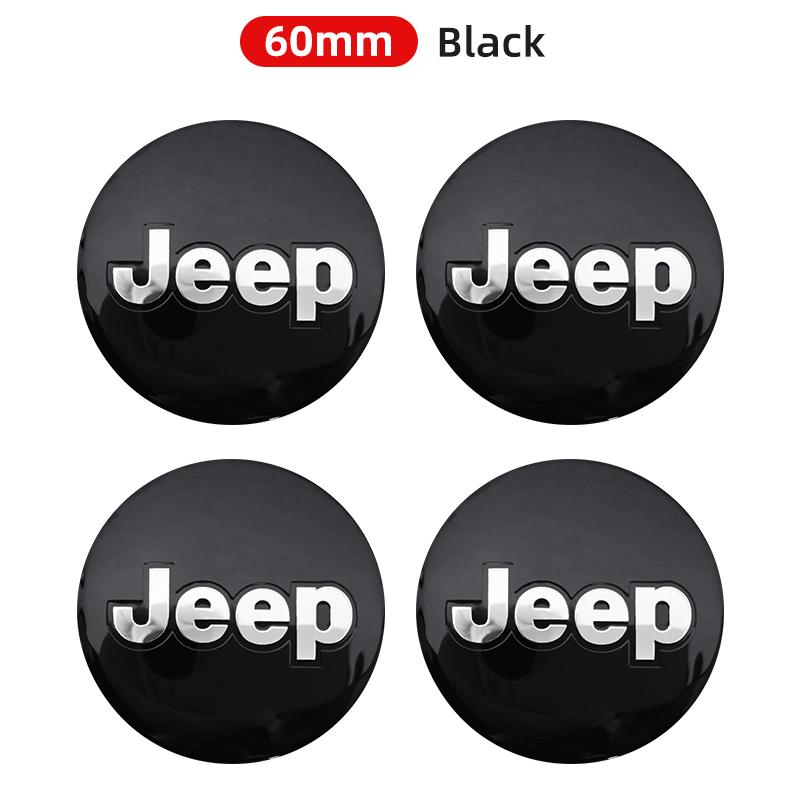 3D 4pcs 56mm 60mm 65mm Car Wheel Center Hub Cap Stickers Decal For Jeep Grand Cherokee Wrangler JK Gladiator Compass Renegade NXJPT1