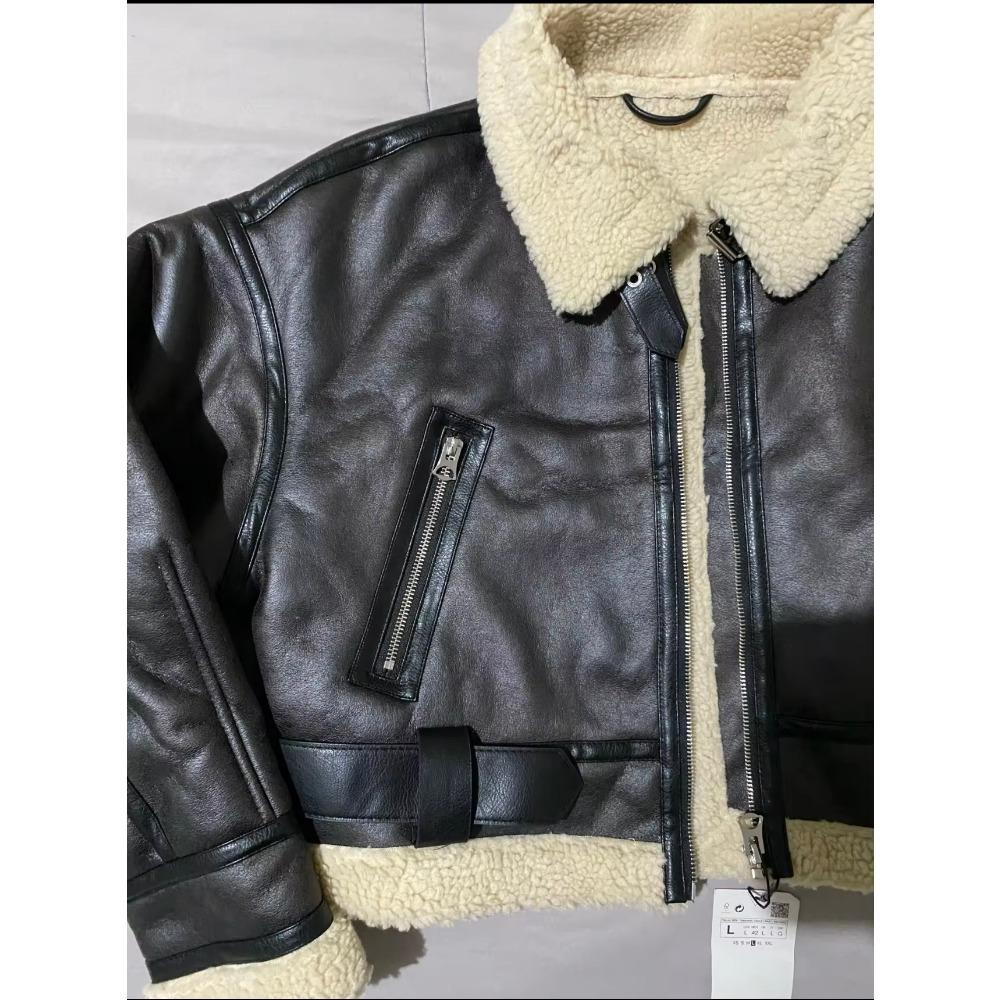 Женская мода толстая теплая искусственная овчина куртка пальто винтажная с длинным рукавом пояс подол женская верхняя одежда