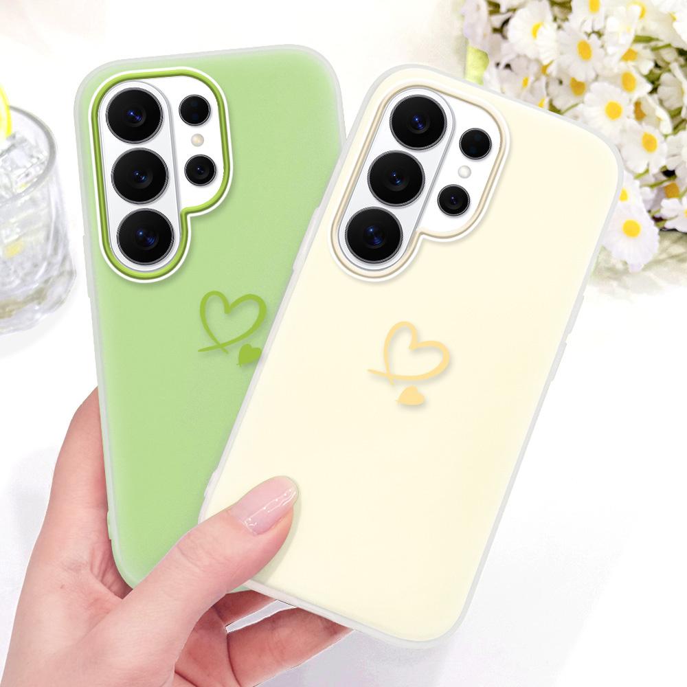 Простой Чехол-Сердечко для Телефона Samsung Galaxy S26 S25 S24 S23 Plus Ultra 5G Конфетного Цвета