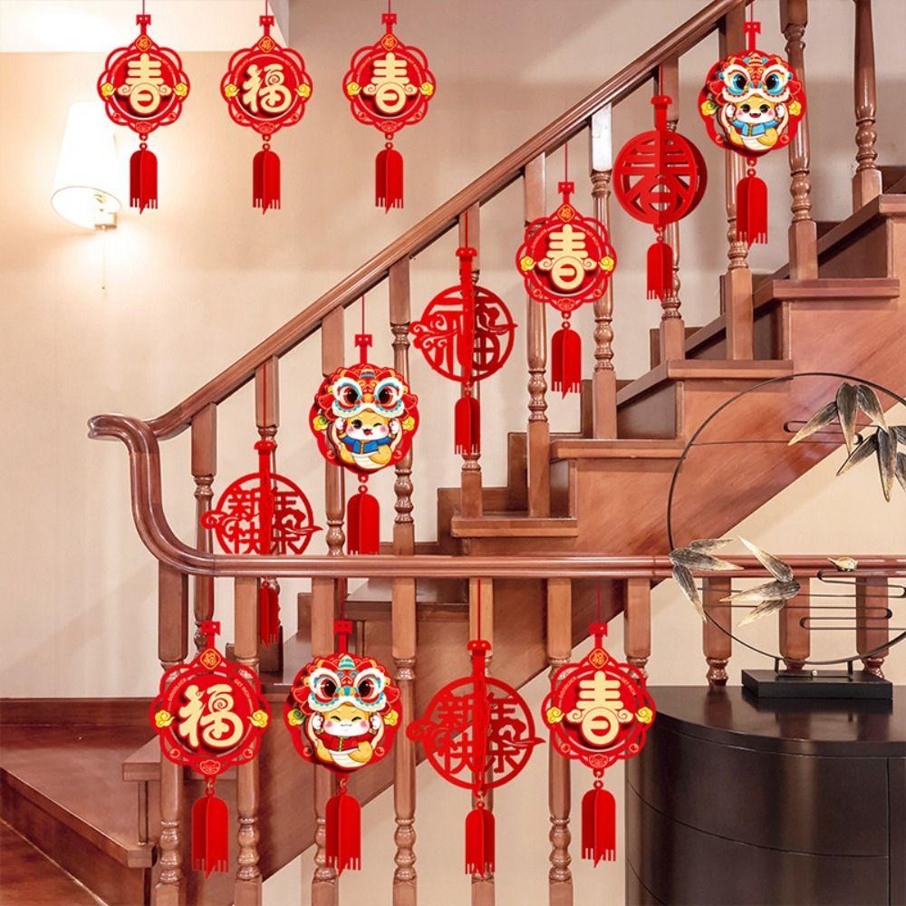 6pcs 3D Chinese Snake Year Pendants Red Spring Festival Supplies Housewarming Mascot