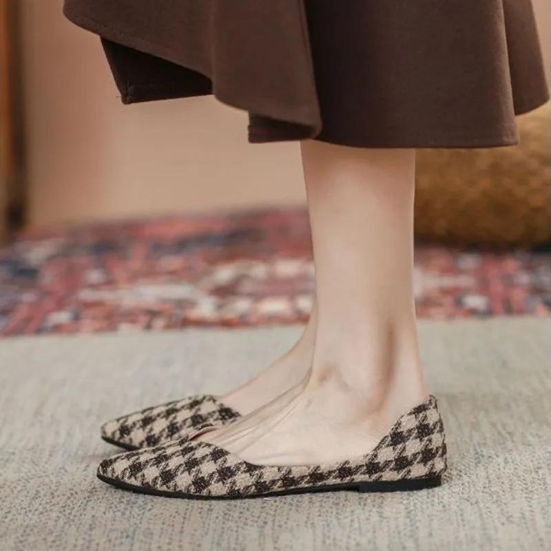 Женская обувь с острым носком на низком каблуке, элегантные женские балетки, шик, модная новинка лета 2025 года, высокое качество