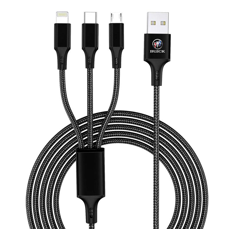 Автомобильный значок 3-в-1 Тип C Lightning Micro USB Кабель для быстрой зарядки Для Buick Regal GS GL6 GL8 Avenir Lacrosse Riviera Envision Lesabre Velite