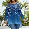 Women's Fashion Large Size Round Neck Long Sleeve Casual Christmas Print Loose Pullover Top