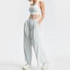 Fila Athletics Solid Color Simple Loose Wide Leg Knitted Sports Pants Women Bottoms Moon-Silver-Gray A11W431614F-GN