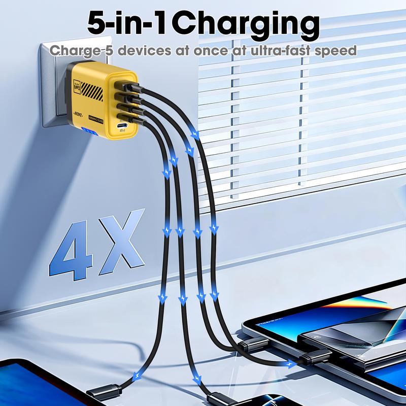 240 Вт 5-в-1 GaN USB C Зарядное устройство Быстрая зарядка EU/US Штекер Настенное зарядное устройство Для iPhone Samsung Xiaomi Type C Зарядное устройство для телефона Адаптер питания