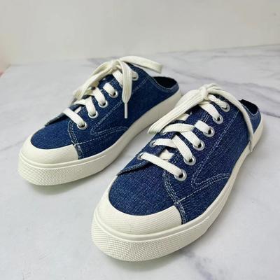 ZA Half Tug Canvas Shoes Весна/Лето Новые синие джинсовые ленивые туфли Наденьте спортивную обувь и носите повседневные тапочки на плоской подошве на улице