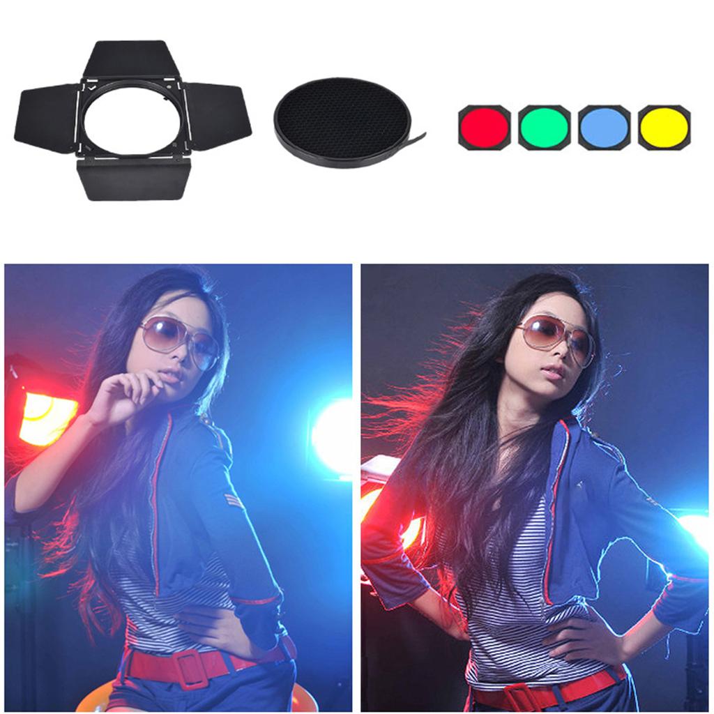 Сотовая решетка Барная дверь Сотовая решетка с 4 цветными гелевыми фильтрами Отражатель для 7-дюймового стандартного отражателя Аксессуары