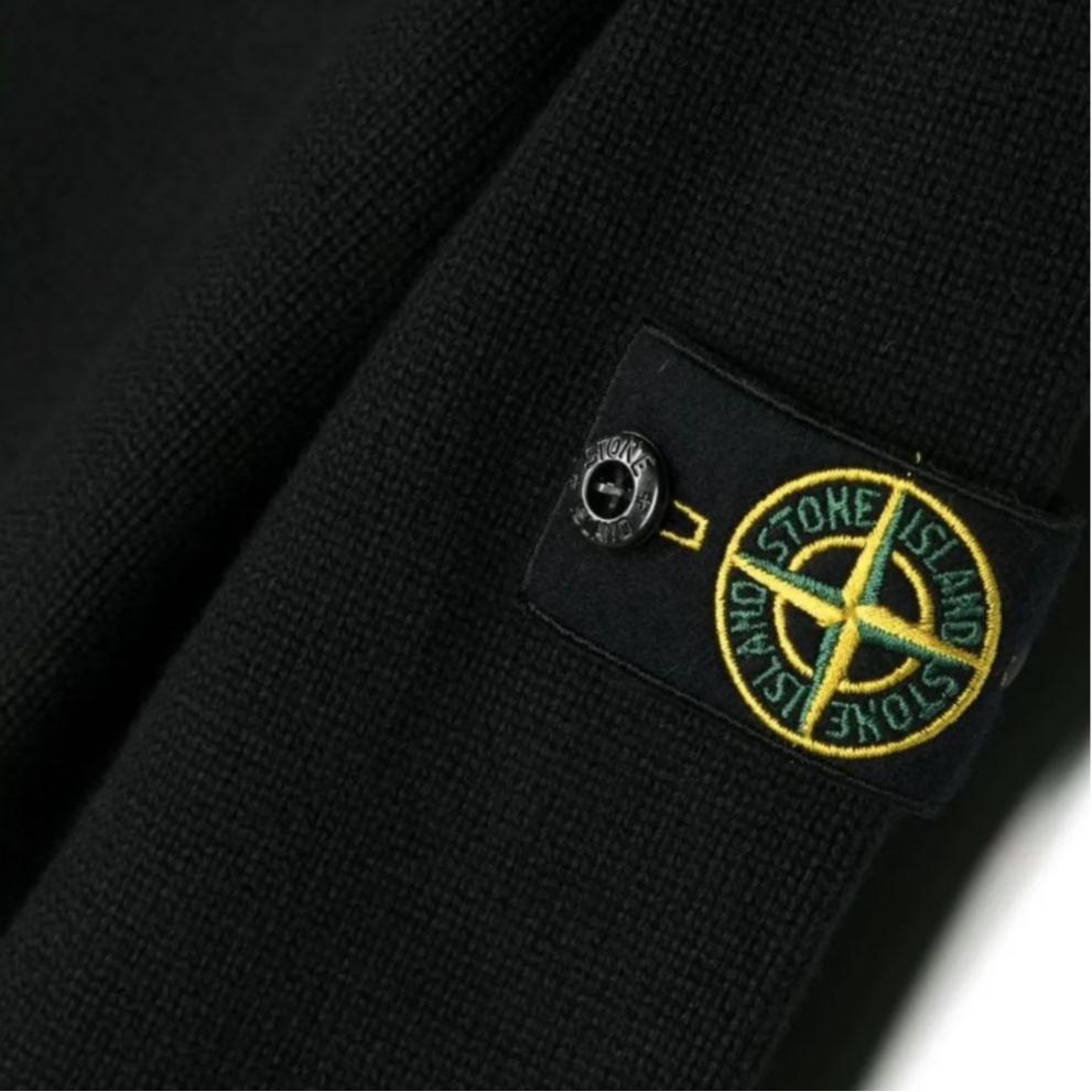 STONE ISLAND Свитер Однотонный С круглым вырезом Пуловер С длинным рукавом Приталенный Детский свитер Черный 7916515A2-V0029