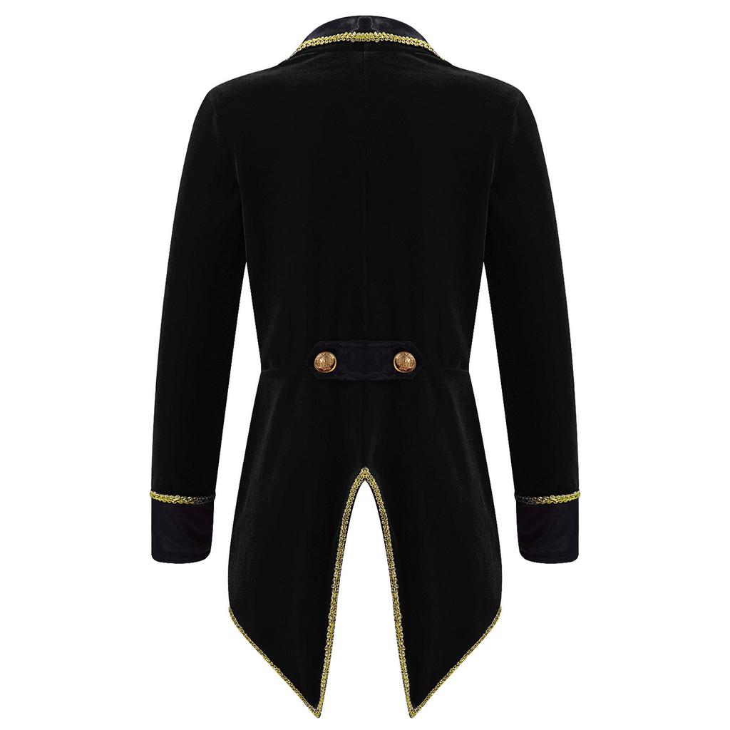 Girls Showman Costume Lapel Collar Long Sleeves Tuxedo Coat Role Play Party Performance Black Formal Jacket