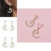 Trendy Gold Alloy Star Moon Earrings Sparkling Fashion Dangle Earrings For Women