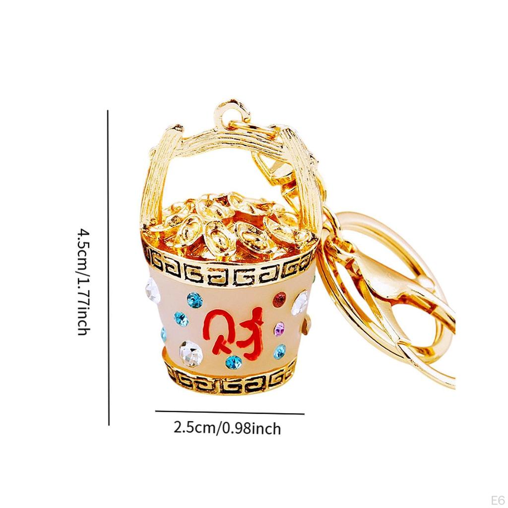 Feng Shui Bucket of Good Fortune Keychain Yuan Bao Amulet Keychain,Creative,Harmony Porsperity Bag
